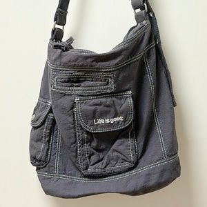 Life is Good canvas shoulder tote bag